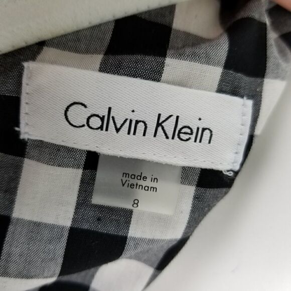 NWT Calvin Klein Gingham Plaid One Shoulder Dress - Picture 7 of 9